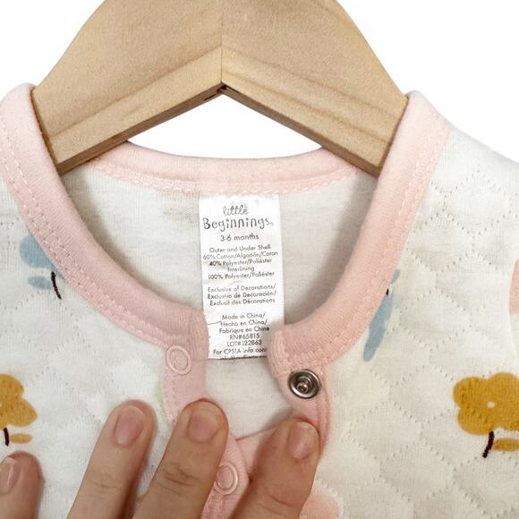 Little Beginnings Quilted Floral Footed Sleeper - Size 3-6 Months - Picture 7 of 7
